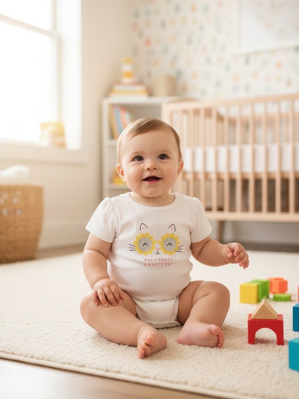Garanimals White Baby Graphic Bodysuit - Make Today a Happy Day 18m NWT